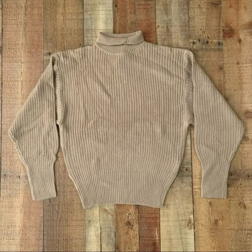 Brave soul London long sleeve knit turtleneck sweater in tan - L